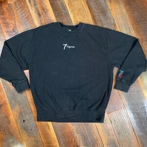 7 Figures Black Embroidered Logo Sweatshirt Size Large